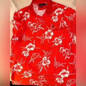 Beautiful orange tropical polo by Polo Ralph Lauren.